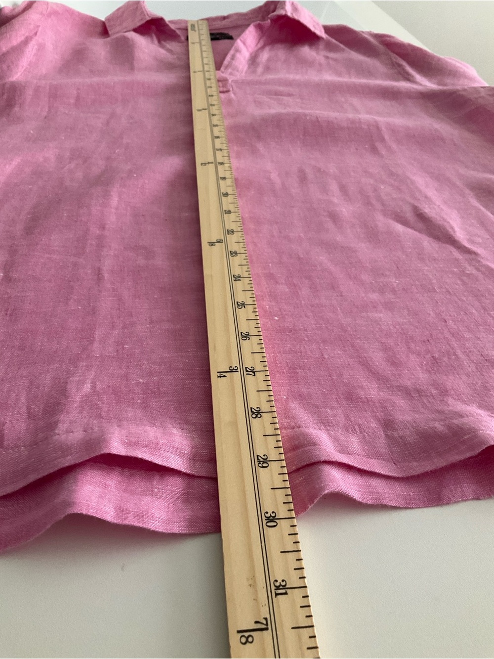 Tahari Pink 100% Linen Tunic Top V-Neck Side Button Detail Size 1X - Picture 8 of 10